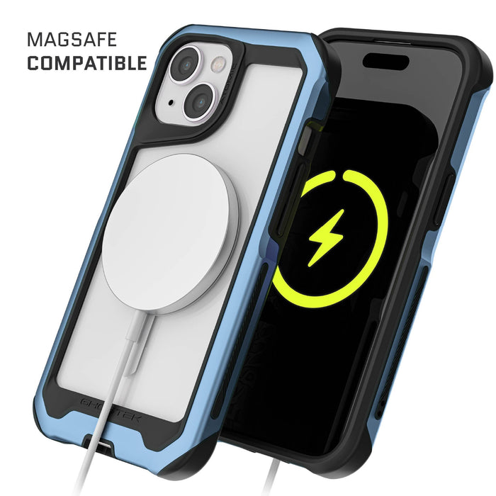 MagSafe iPhone 15 Clear Case Blue