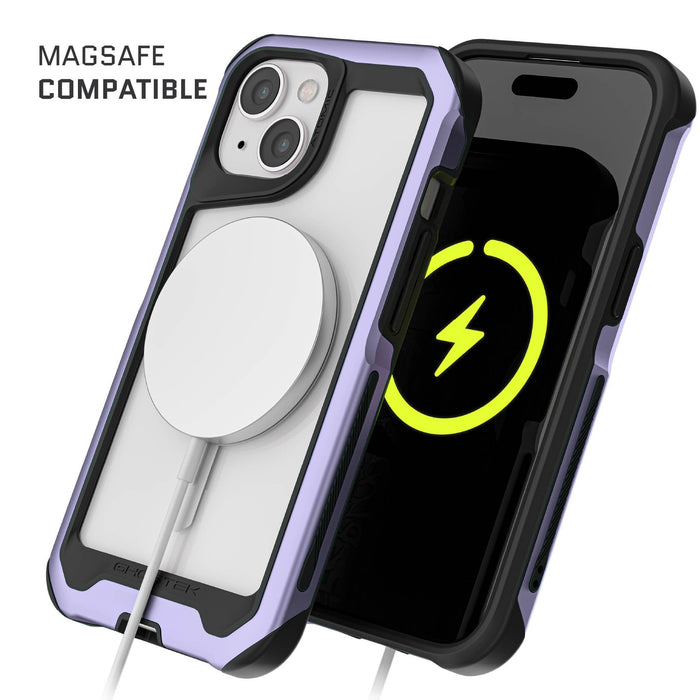 Clear Apple iPhone 15 MagSafe Phone Case Purple
