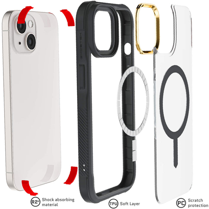 Silicone Apple iPhone 15 MagSafe Clear Phone Case Black