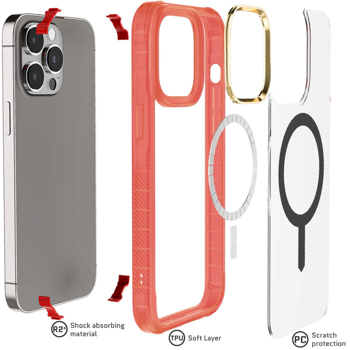 Pink iPhone 15 Pro Case Clear MagSafe