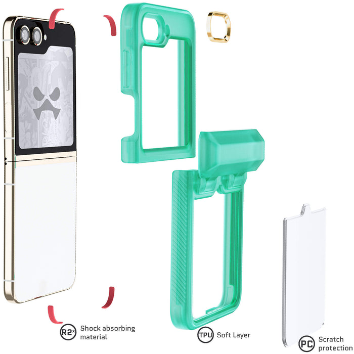Clear Galaxy Flip 5 Teal Case Silicone