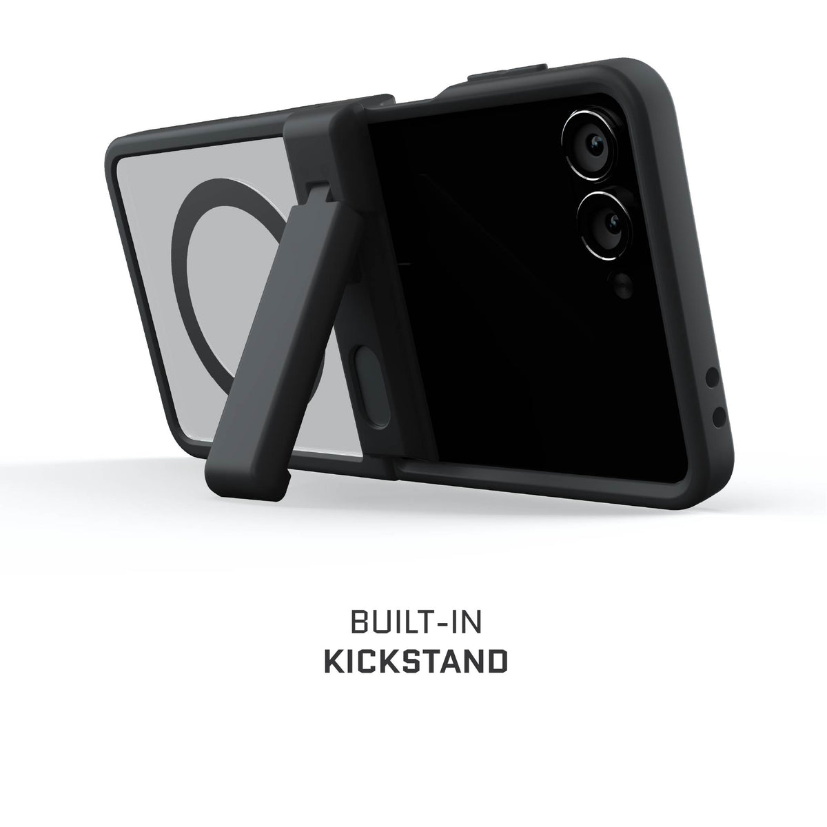 Samsung Galaxy Flip7 Case Black Protective Phone Cover Magnetic MagSafe Kickstand