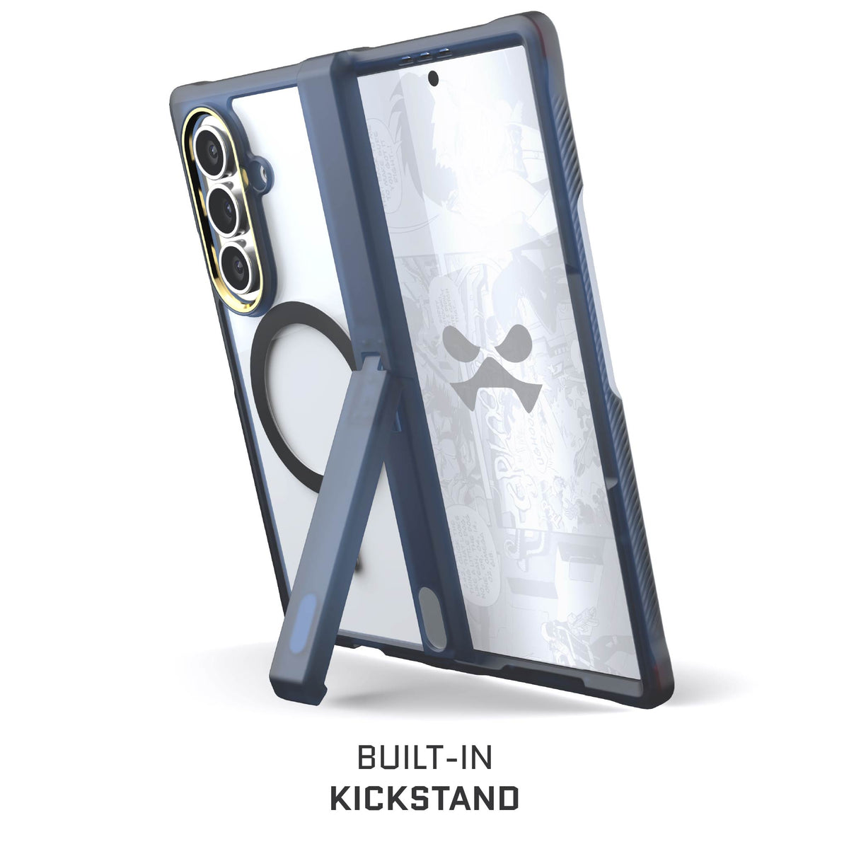 Galaxy ZFold7 Protective Phone Case Blue MagSafe Kickstand Magnetic