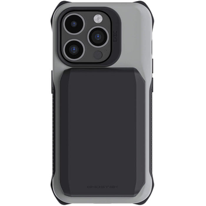 iPhone 15 Pro Wallet Case Gray Magnetic Card Holder