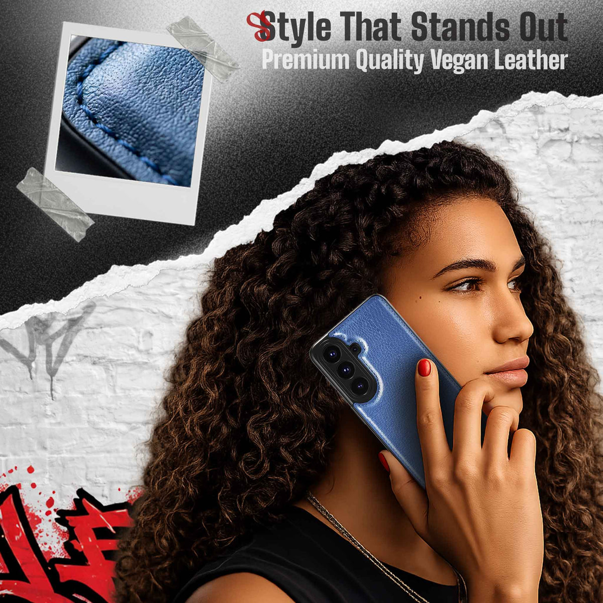 S26 Leather Case Blue with MagSafe Magnetic