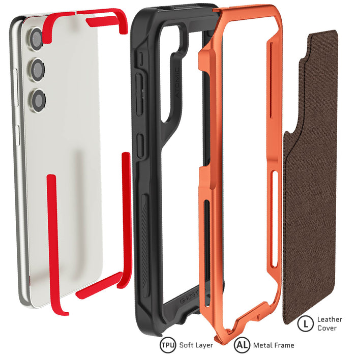 Galaxy S23 Plus Case Orange Brown Fabric