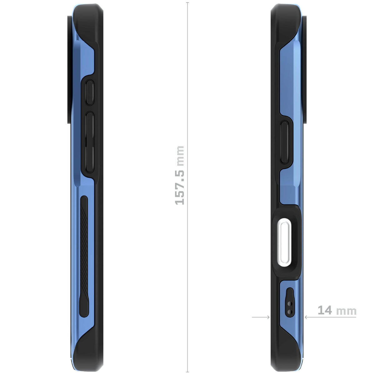 iPhone 18 Pro Case Blue MagSafe Aluminum Metal Bumper Clear Protective Phone Cover