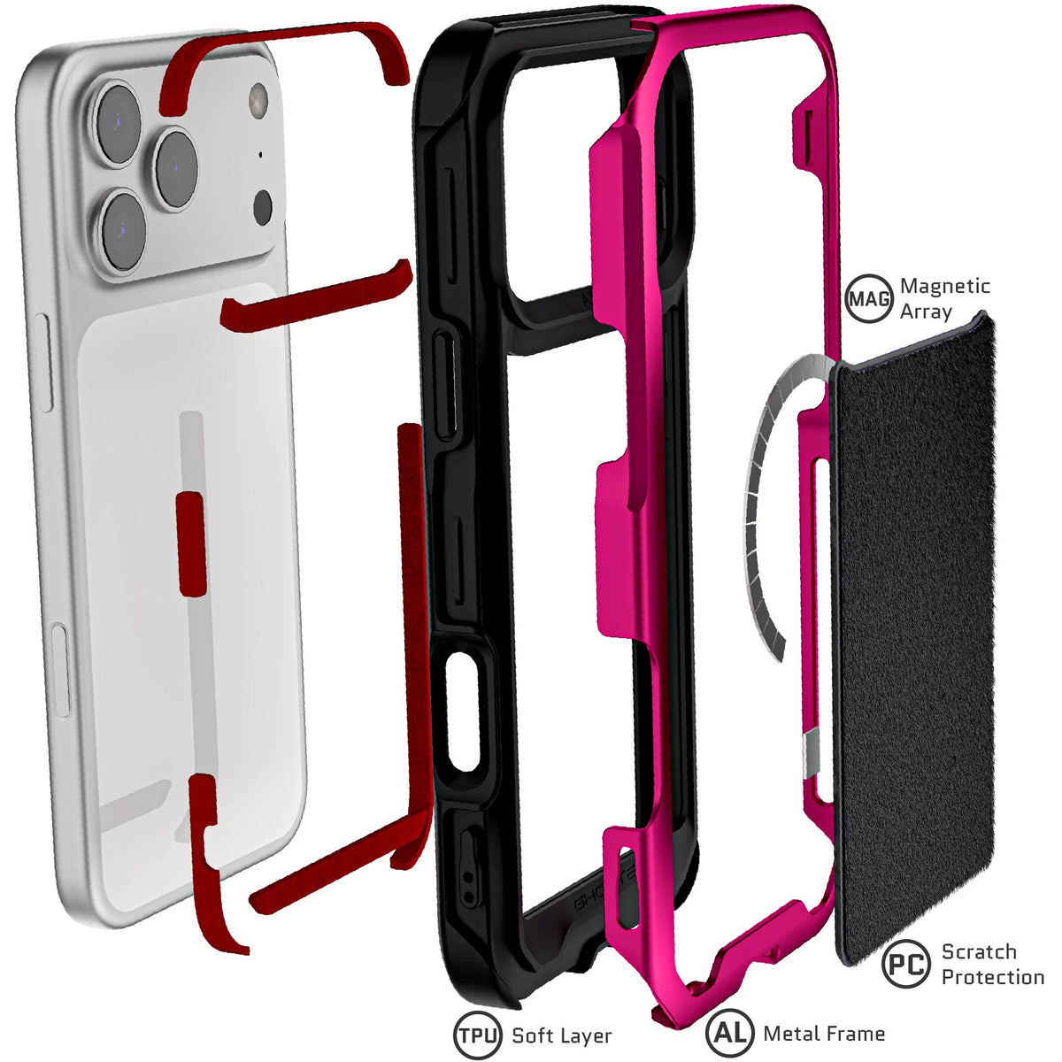 Apple iPhone 18 Pro Max Case Pink Metal Aluminum MagSafe Protective Phone Cover