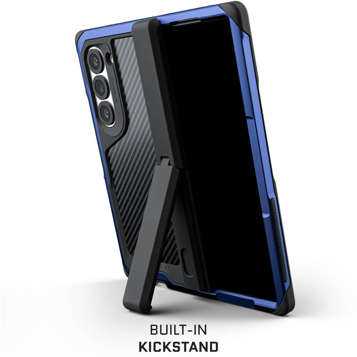 Samsung Galaxy Z Fold 6 Kickstand Case Blue Carbon Fiber