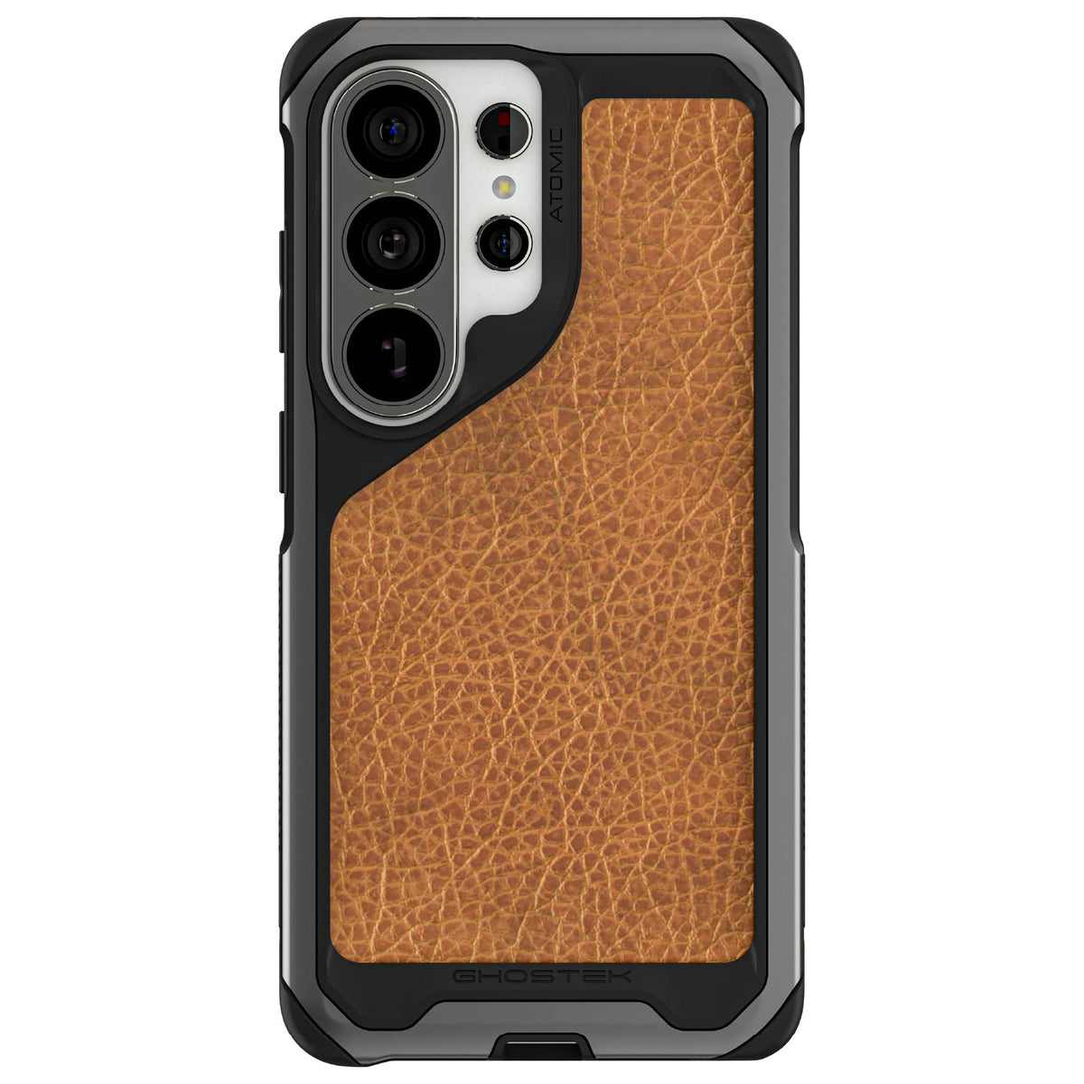 Galaxy S26 Ultra Case Clear Metal MagSafe Brown Leather Gunmetal