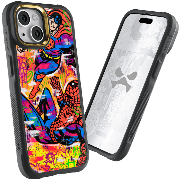 iPhone 15 Plus Spiderman vs Superman - Spraypaint Case 