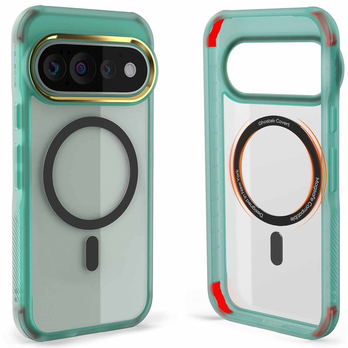 Pixel 11 Pro Case Clear Teal MagSafe Magnetic Ring Protective Phone Cover