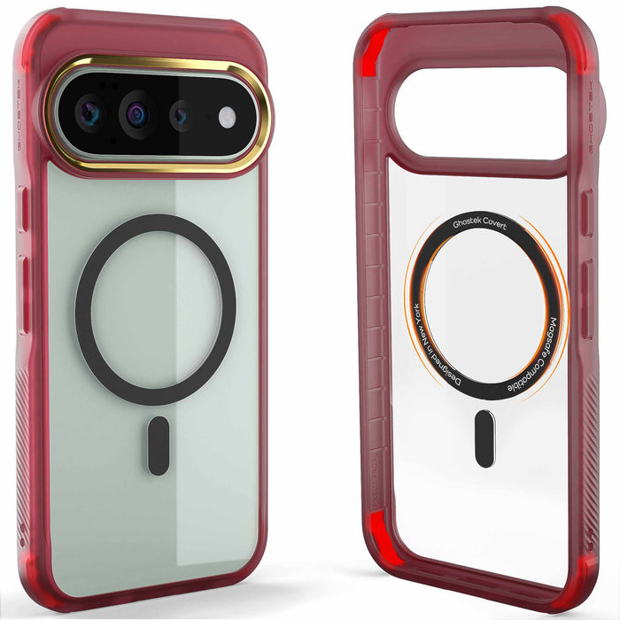 Google Pixel 11 Pro XL Case Clear Red MagSafe Magnetic Ring Protective Cover