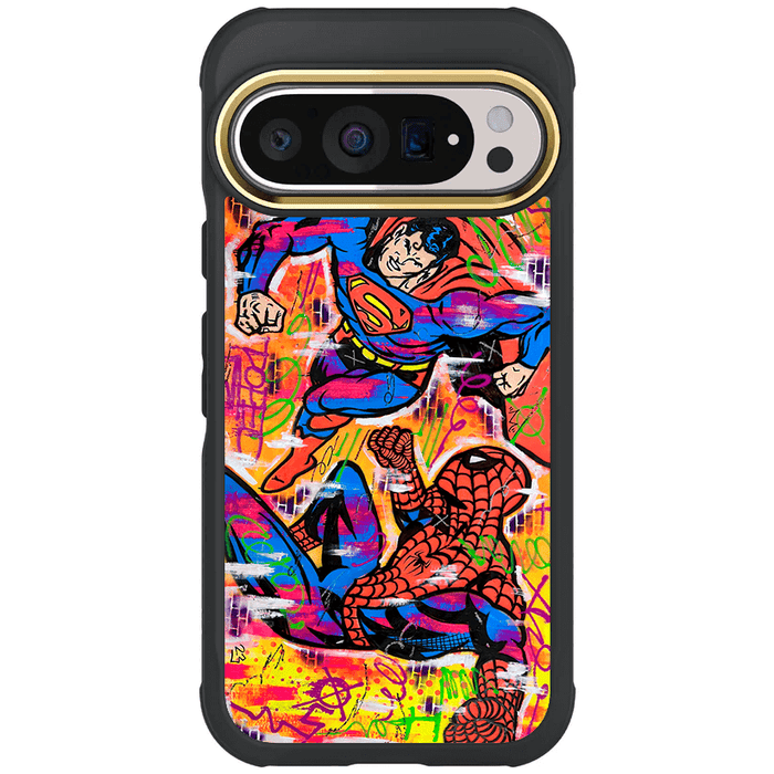 Google Pixel 9 Pro Spiderman vs Superman Spraypaint Case 