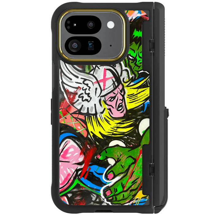 Pixel 9 Pro Fold Thor vs Hulk - Spraypaint Art Case Phone Cover