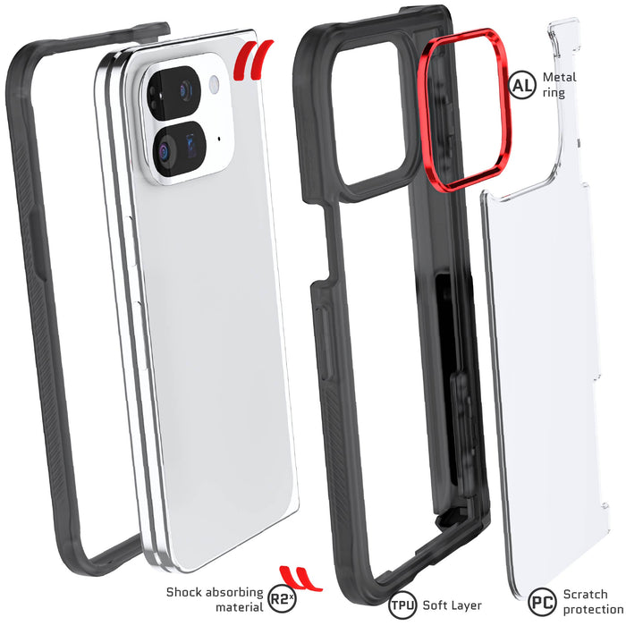 Google Pixel 9 Pro Fold Case Clear Smoke Hinge Cover Kickstand