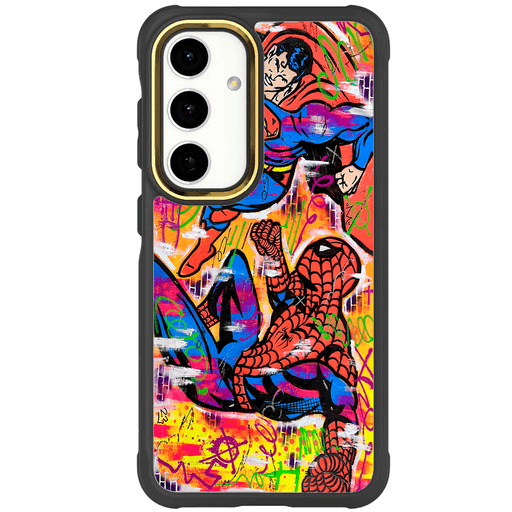 Galaxy S24 Spiderman vs Superman Spraypaint Artist Artwork Protective Phone Case