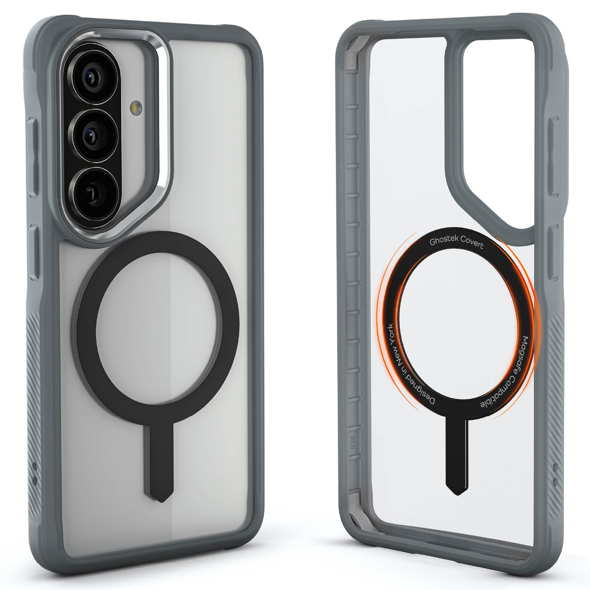 Galaxy S26 Clear Case MagSafe Protective Phone Cover Magnetic Ring Shockproof Premium Cool Gray