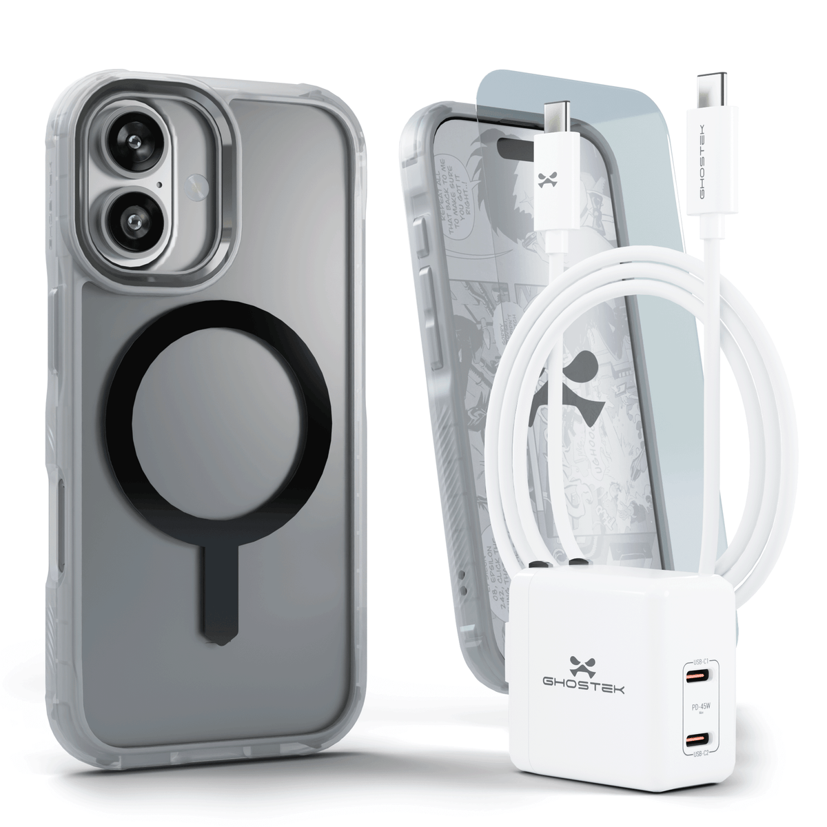 iPhone 17 Case Charger Cable Screen Protector Bundle Clear Matte