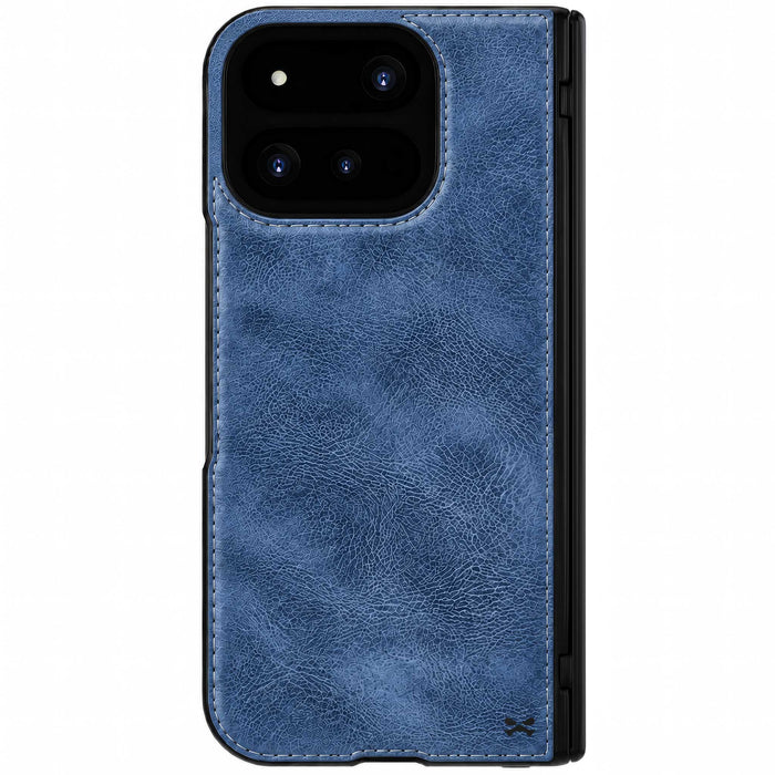 Google Pixel 11 Pro Fold Blue Leather Case with MagSafe, Hinge Cover and Screen Protector