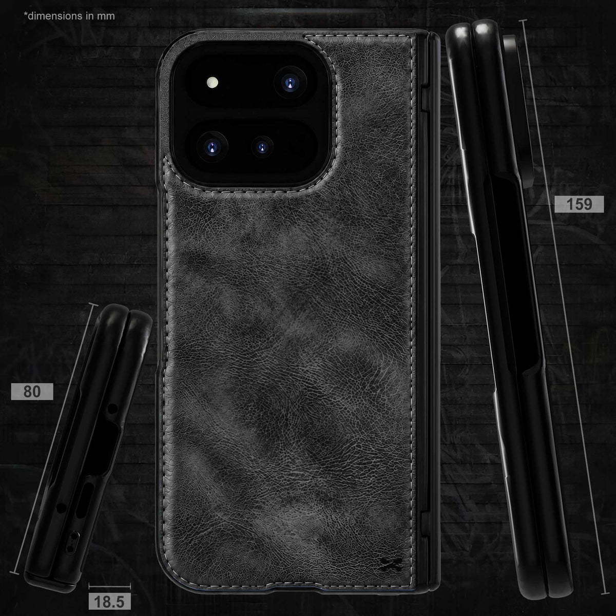 Google Pixel 11 Pro Fold Black Leather Case with MagSafe and Screen Protector