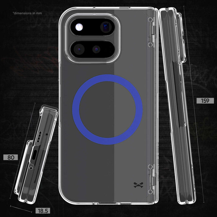 Pixel 11 Pro Fold Case Clear MagSafe Hinge Cover Blue