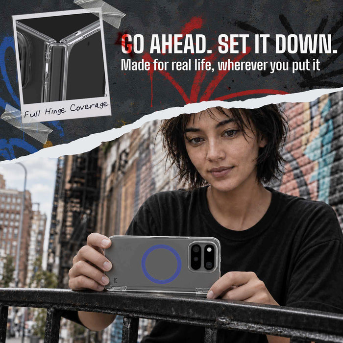 Pixel 11 Pro Fold Case Clear MagSafe Hinge Cover Blue