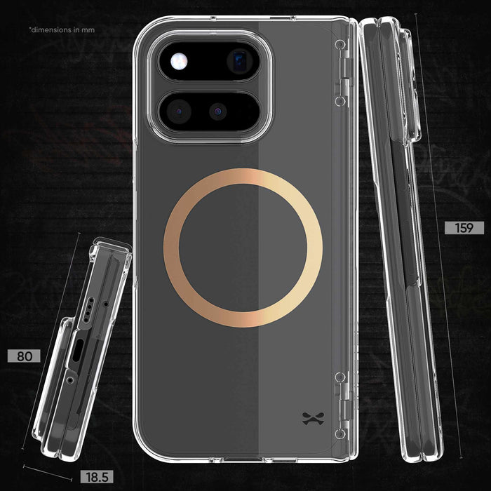 Pixel 11 Pro Fold Case Clear MagSafe Hinge Cover Gold