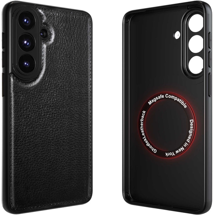 S26 Plus Leather Case Black with MagSafe Magnetic 