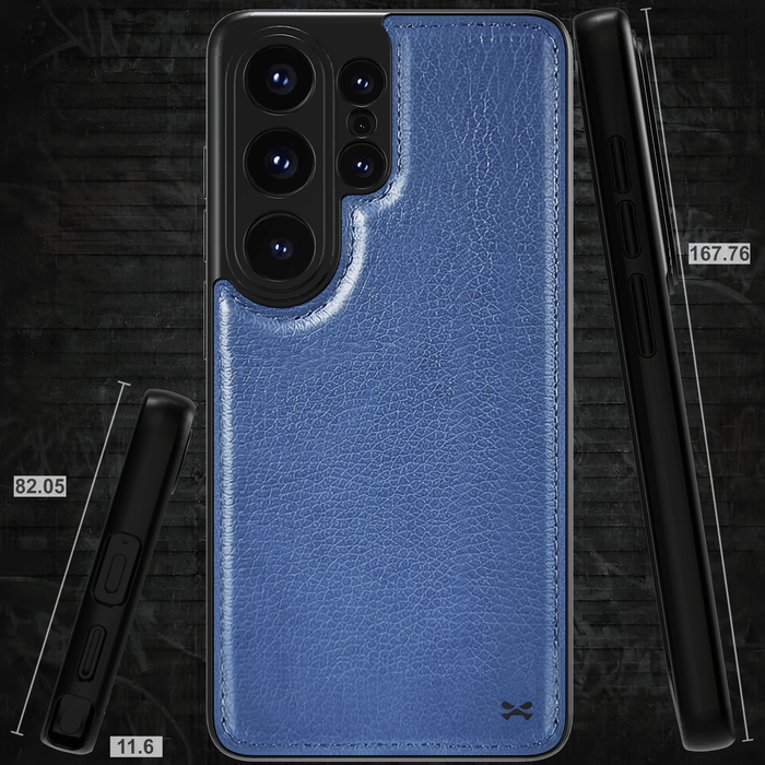 Samsung S26 Ultra Leather Case Blue with MagSafe Magnetic 