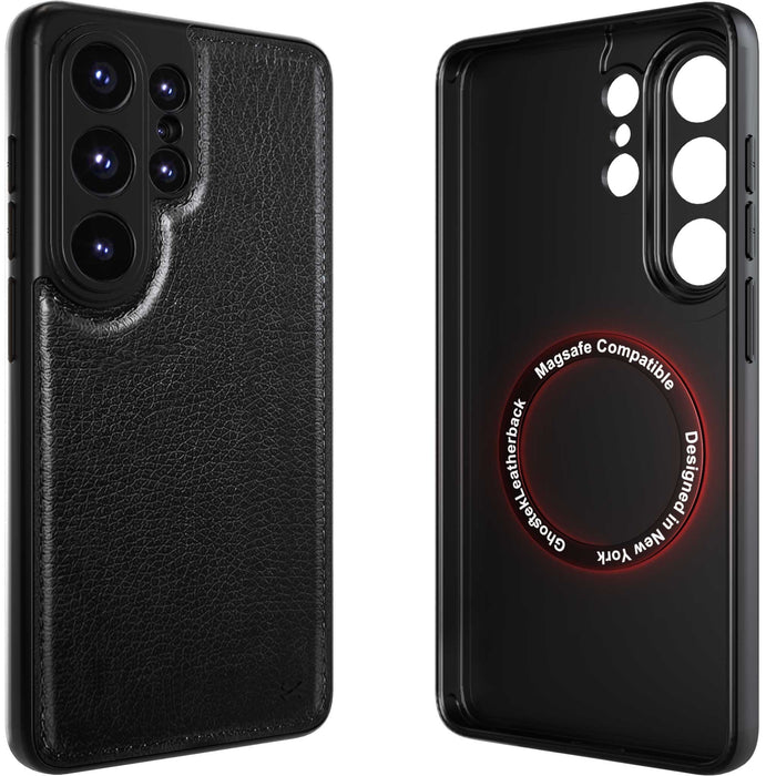 S26 Ultra Leather Case Black with MagSafe Magnetic 