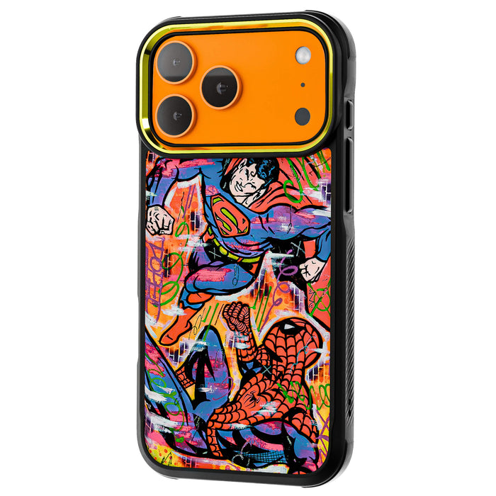 iPhone 17 Pro Max Spiderman vs Superman Spraypaint Artist Artwork Protective Phone Case