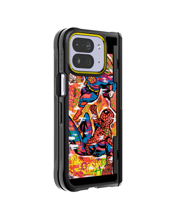 Pixel 10 Pro Fold Spiderman vs Superman Spraypaint Artist Artwork Protective Phone Case